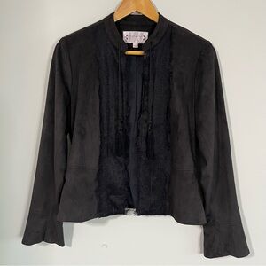 Nanette Lepore Elegant Dark Brown Faux Suede Lace Jacket